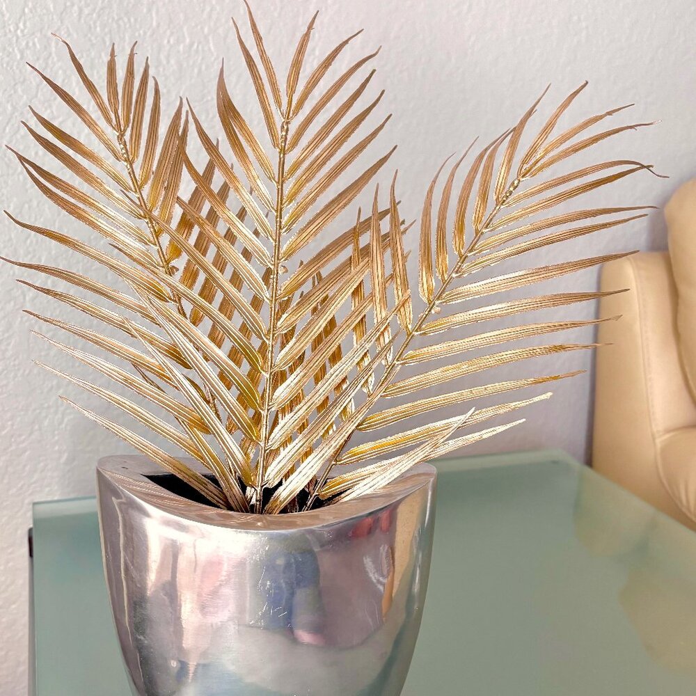 Set/3 19”L Artificial Holiday Gold Golden Tropical Palm Fronds Vase Filler New